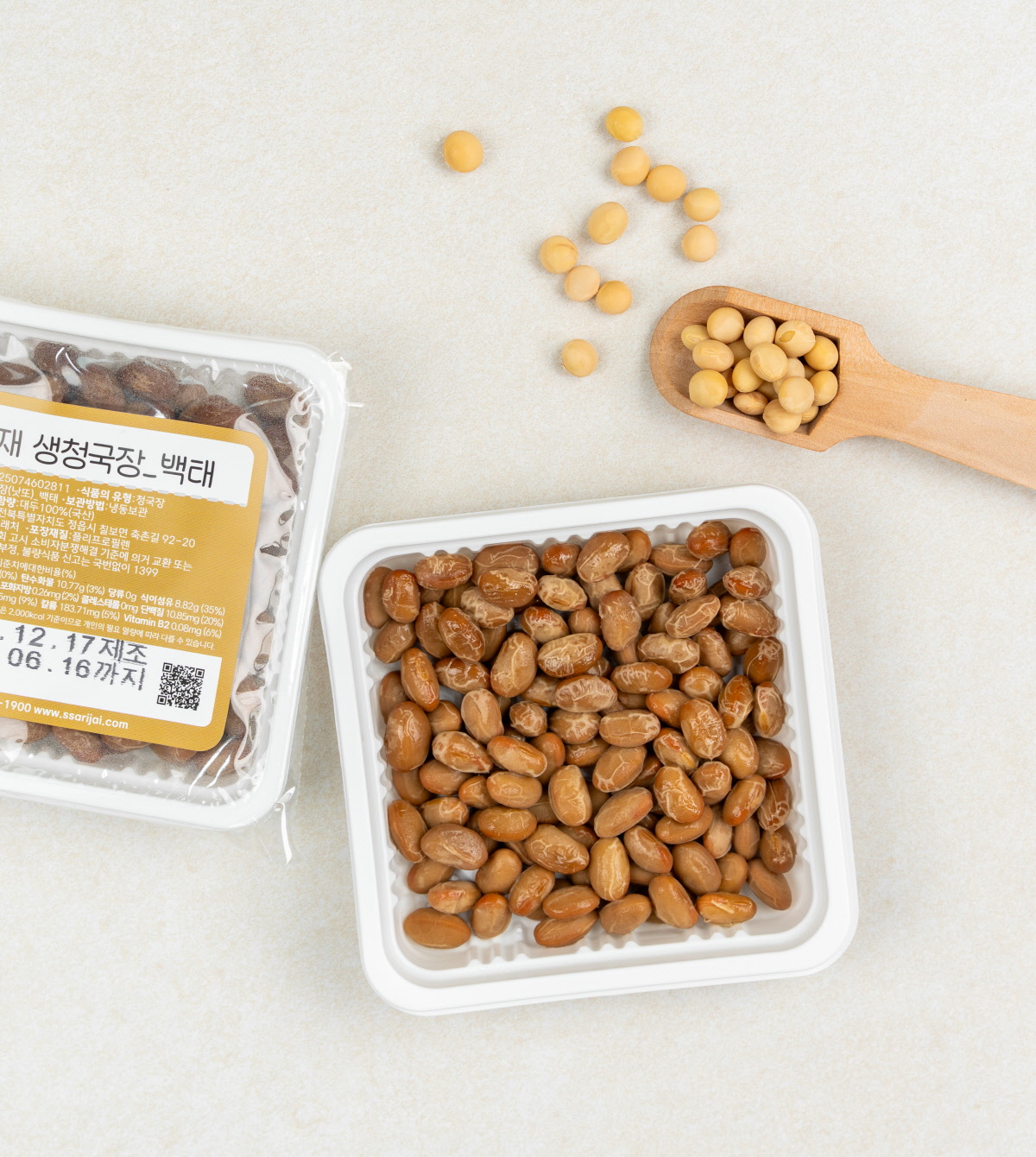 콩사랑 발효콩 [ 바로먹는 생청국장 백태 60g 15팩 ] 국산콩 낫또 상세 이미지 6