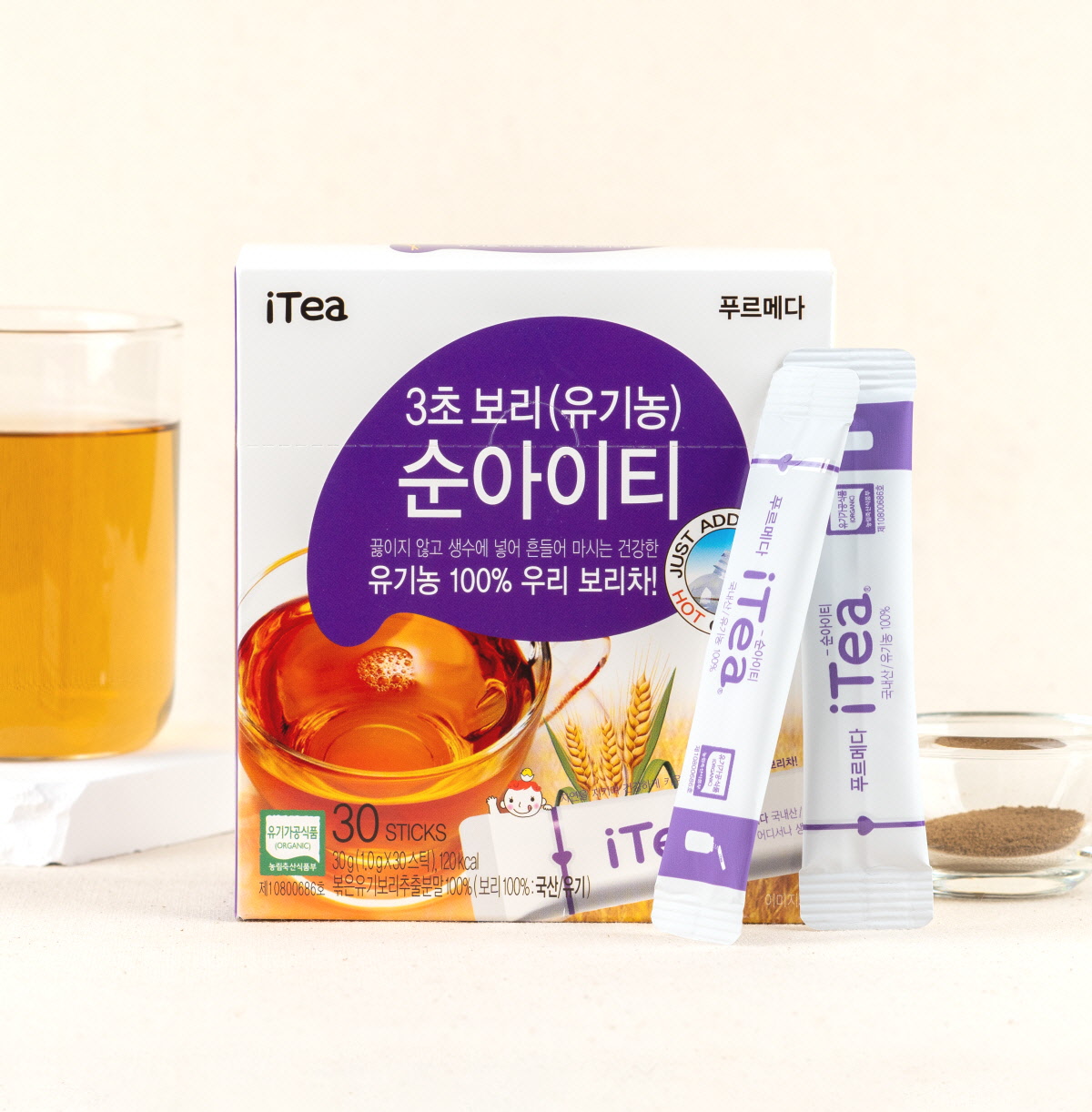 유기농 보리차를 로스팅하고 분말형태로 만든 순아이티 3초 보리차 유기농 보리차를 로스팅하고 분말형태로 만든 순아이티 3초 보리차
