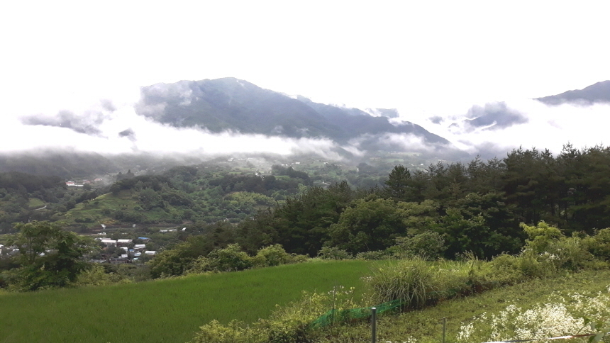 구름이 웅장하게 있는 지리산 자락 