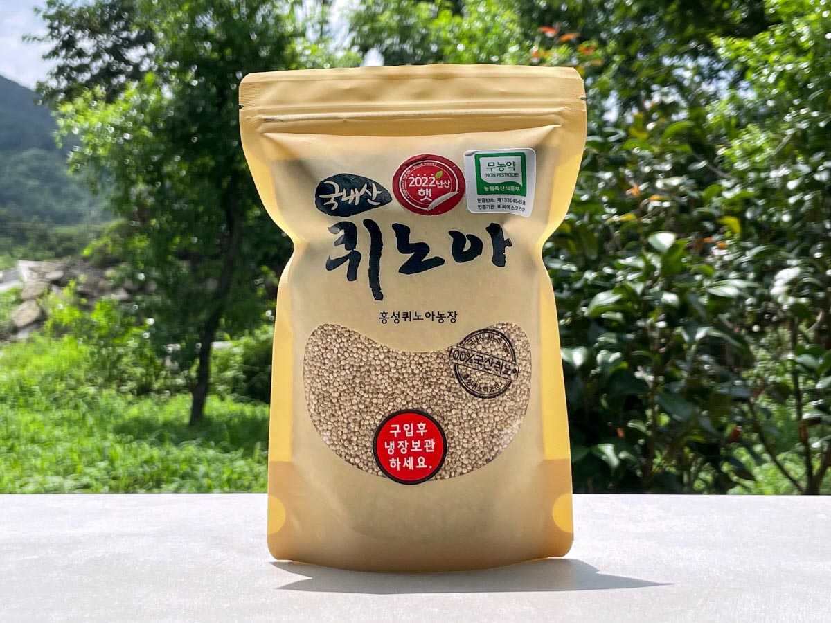 국산 퀴노아 500g이 포장되어 있는 모습
